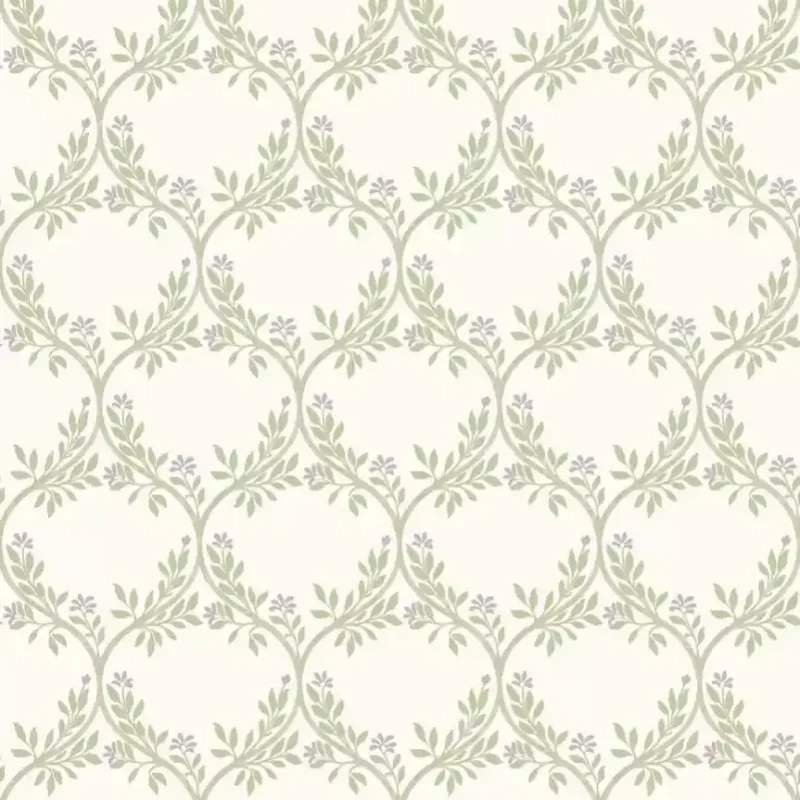 ARBER Carta da parati Traliccio Ogee con Fiori e Foglie Eleganti - NCW4495-02