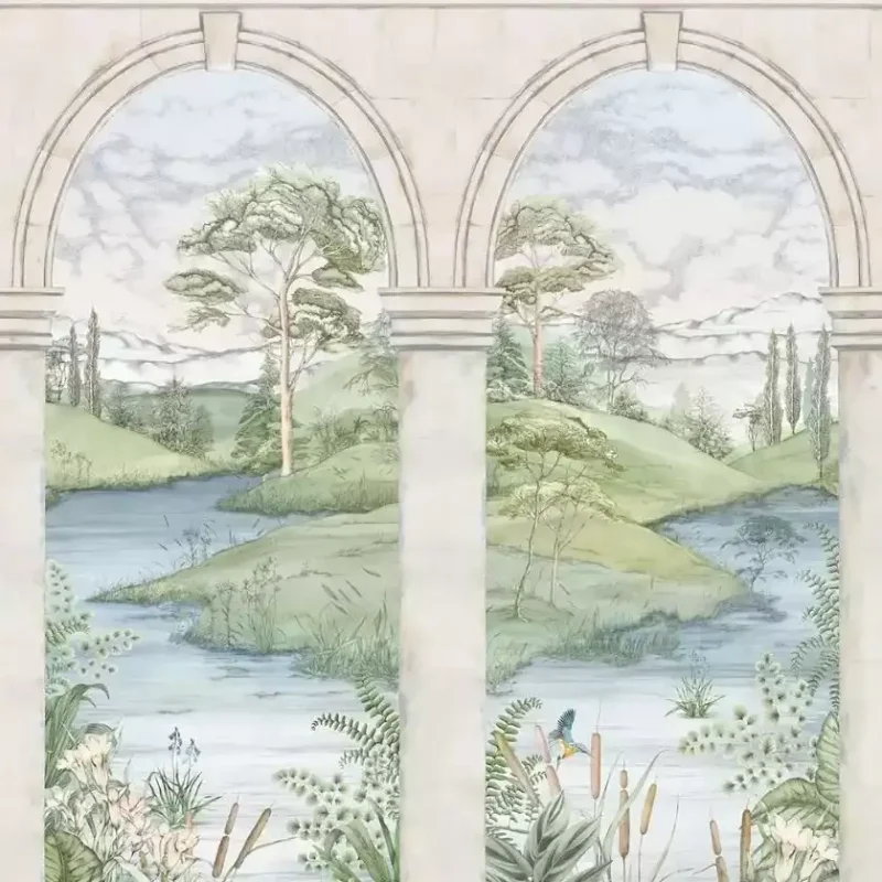 COLONNATO Carta da parati con vista lago – Tessuto non tessuto, ritardante di fiamma