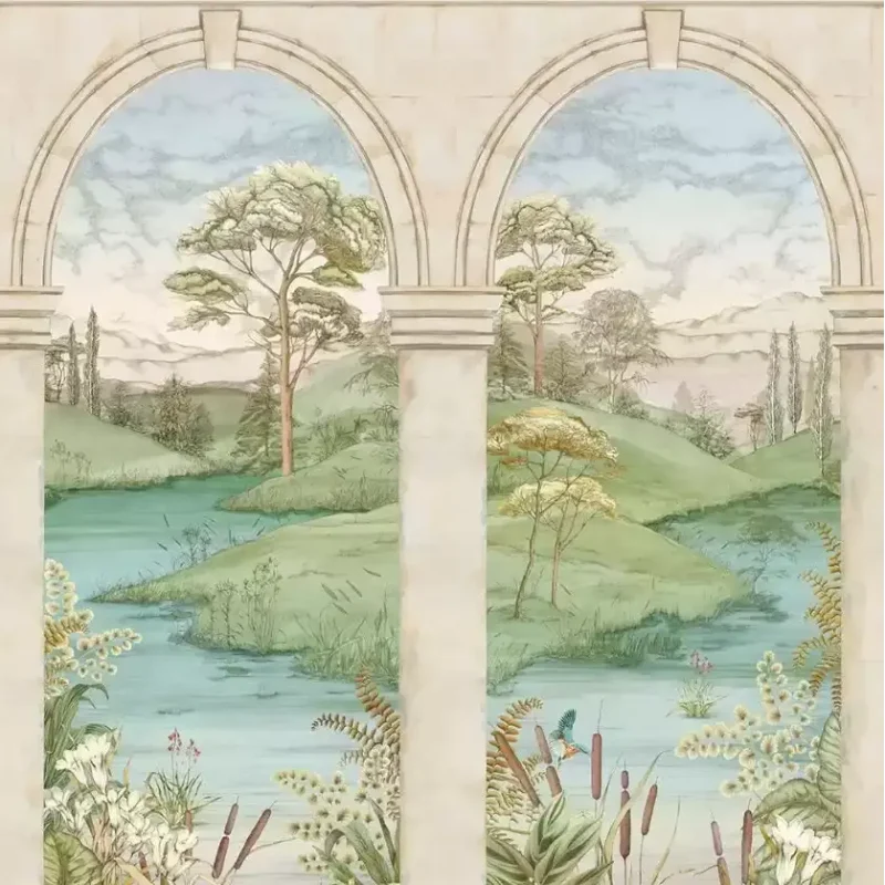 COLONNATO Carta da parati con vista lago – Tessuto non tessuto, ritardante di fiamma - W7814-02