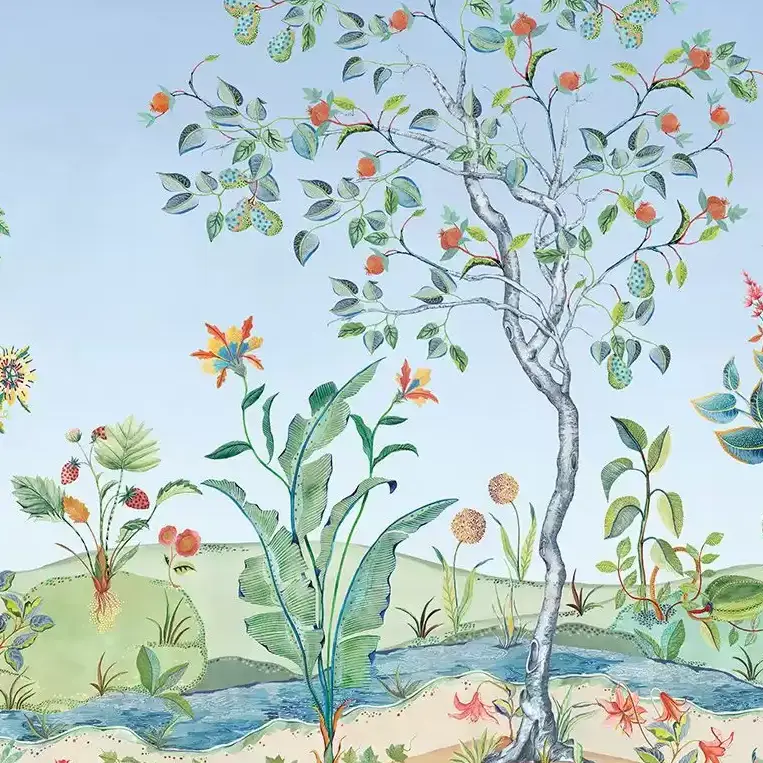 MURALE MYTHICA Carta da parati murale Alberi immaginari e paesaggio fiabesco in Tessuto non tessuto o in Sisal