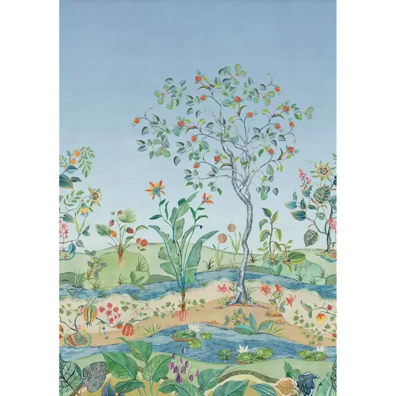 MURALE MYTHICA Carta da parati murale Alberi immaginari e paesaggio fiabesco in Tessuto non tessuto o in Sisal - W7817-03