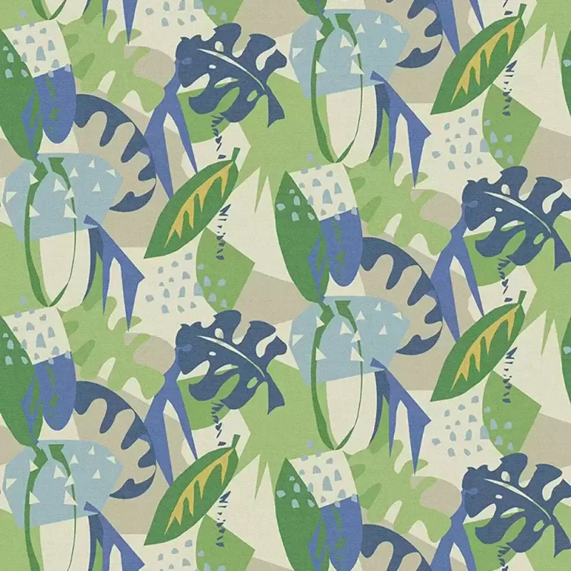 ZYLINA Carta da parati Design astratto con collage di foglie e linea pittorica – Ritardante di fiamma