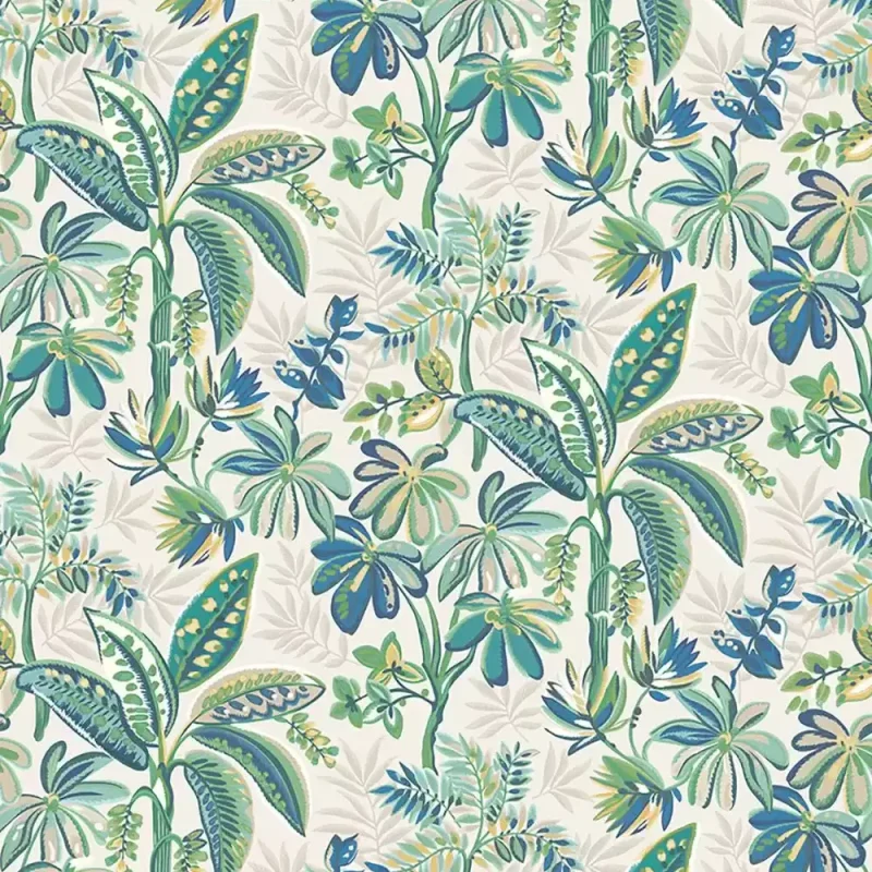 TIVOLI Carta da parati Design tropicale con palme da dattero e fiori – Ritardante di fiamma - W7853-03