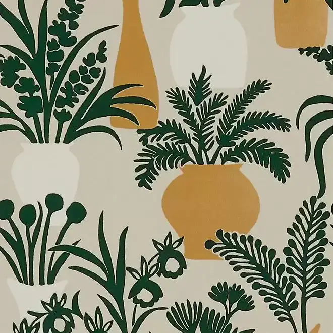 ANFORA Carta da parati Design moderno con vasi floreali - Ritardante di fiamma