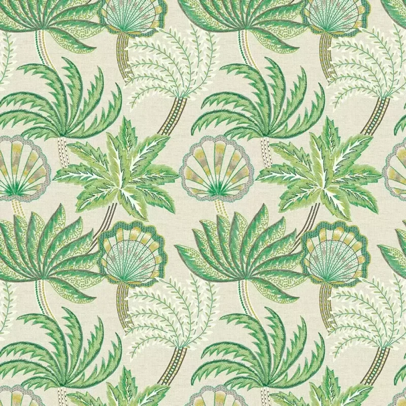 RAVENALA Carta da parati – Piante stilizzate e conchiglie Ritardante di fiamma - W7857-02