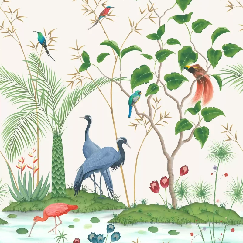 MIRAGGIO Carta da parati motivo giardino paradisiaco in tessuto non tessuto o sisal