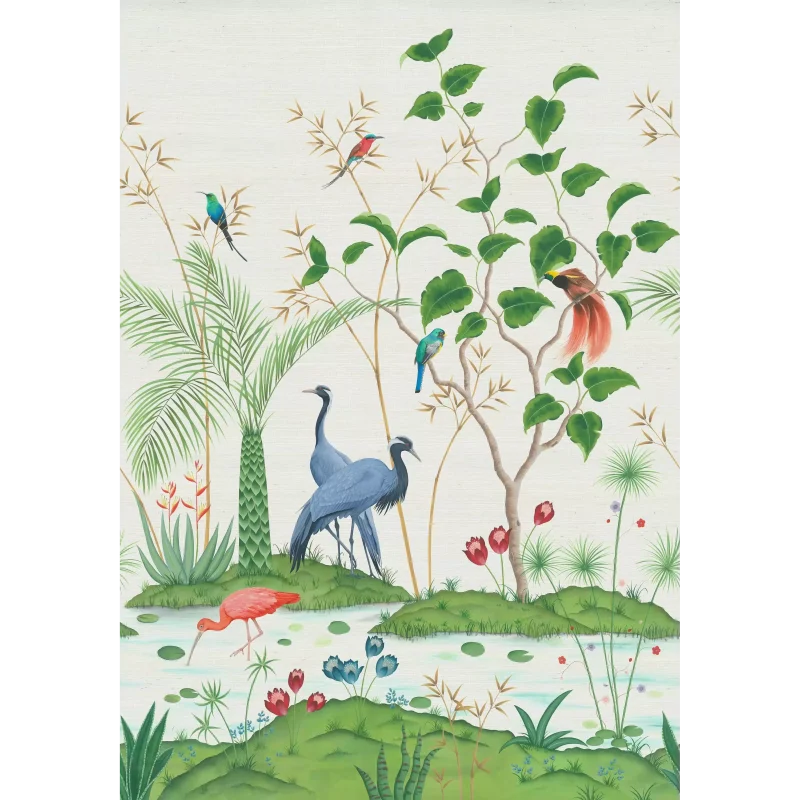 MIRAGGIO Carta da parati motivo giardino paradisiaco in tessuto non tessuto o sisal - W7610-02