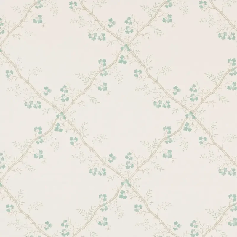 TREFOIL TRELLIS Carta da parati motivo traliccio decorativo con fiori a trifoglio e rami intrecciati - W7008-03