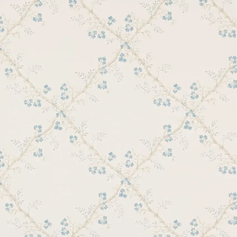 TREFOIL TRELLIS Carta da parati motivo traliccio decorativo con fiori a trifoglio e rami intrecciati - W7008-04