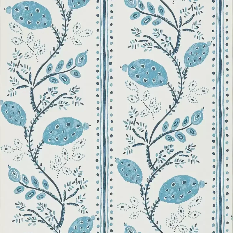 SENTIERO DEL MELOGRANO Carta da parati motivo Naif con bordatura decorativa