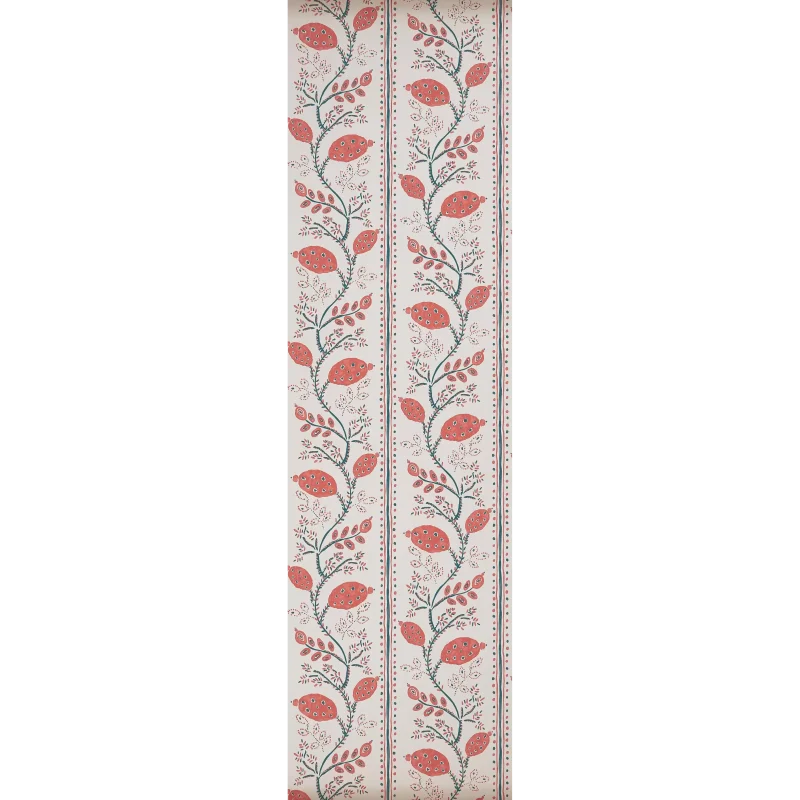SENTIERO DEL MELOGRANO Carta da parati motivo Naif con bordatura decorativa - NCW4390-05