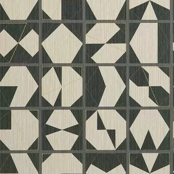 KUTANI Carta da parati motivo geometrie sovrapposte con finitura metallizzata e texture verticale
